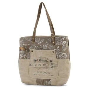 Weathered Burlap & Canvas Tote Bag